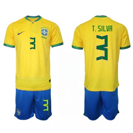 Brasilia Thiago Silva 3 Lasten Kotipelipaita Mm-Kisat 2022 Lyhythihainen (+ shortsit)